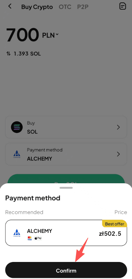 Step3: How to Buy SOL with PLN on WEEX OTC?  APP Version