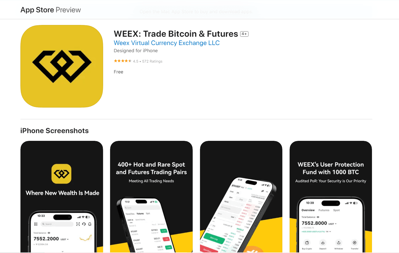 WEEX mobile app
