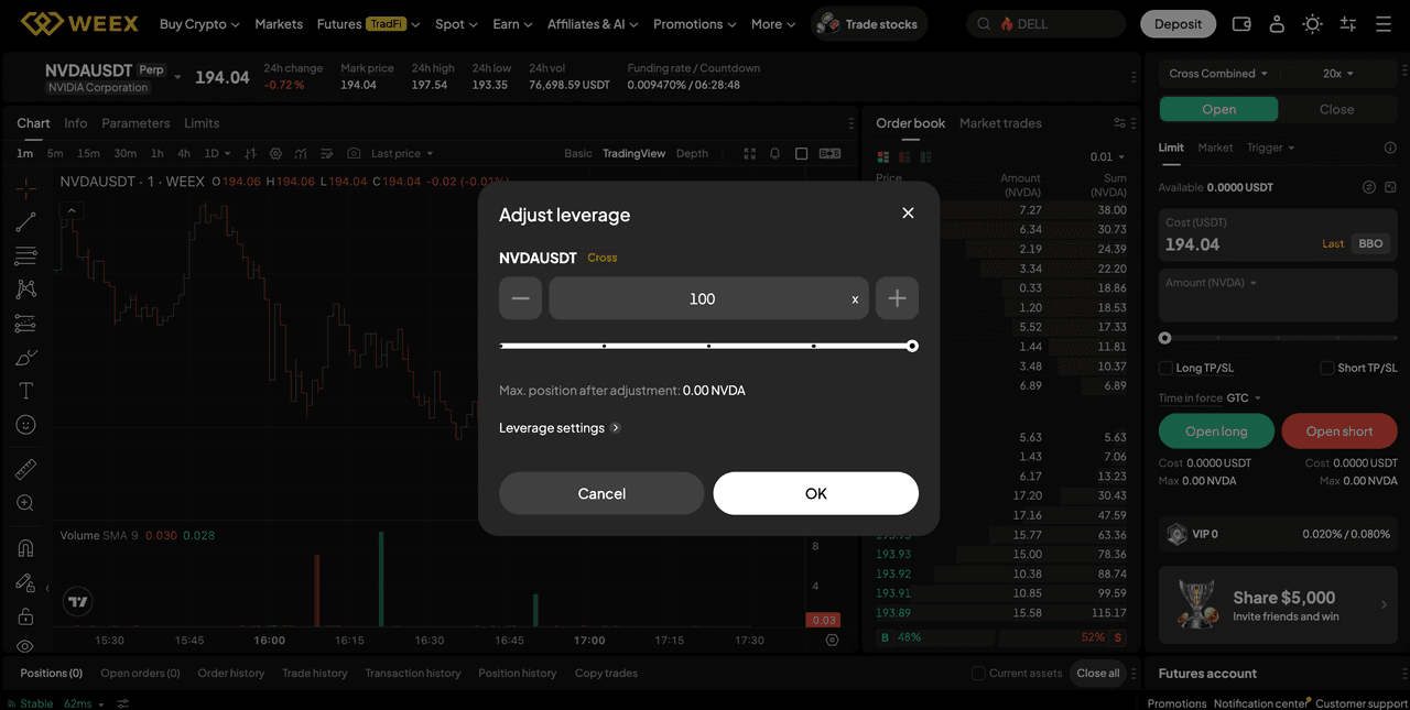 buy us stock on WEEX