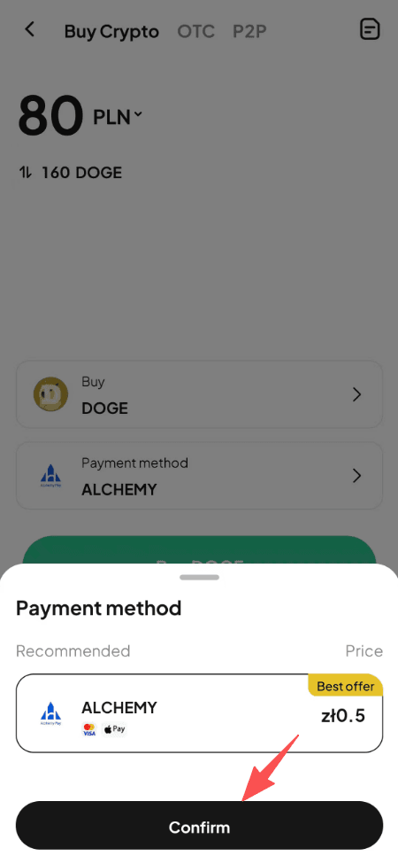 Step3:How to Buy DOGE with PLN on WEEX OTC? APP Version